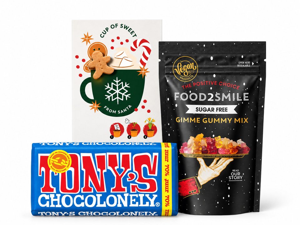 Kerstpakket Vegan door de bus