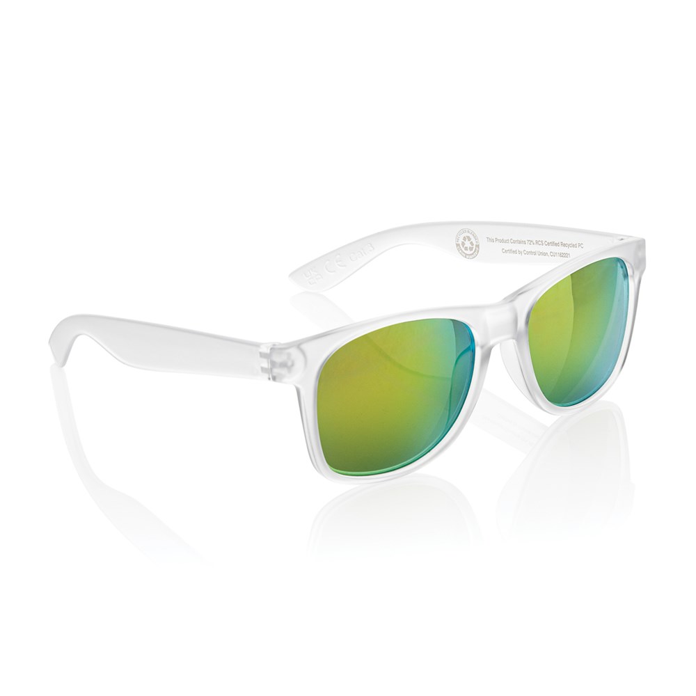 Gleam RCS zonnebril met gerecycled PC spiegelglas - wit (± PMS White)