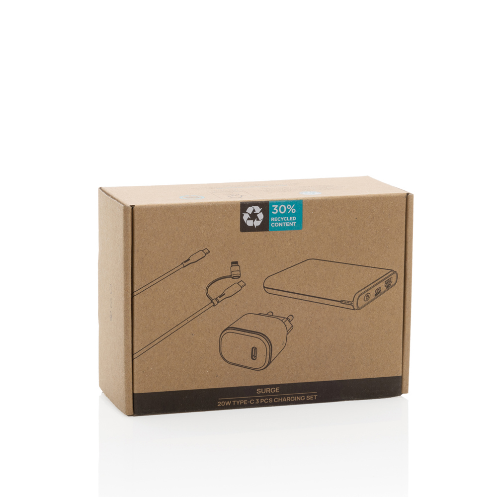 Surge RCS gerecycled PET 20W type C 3-delige oplaadset
