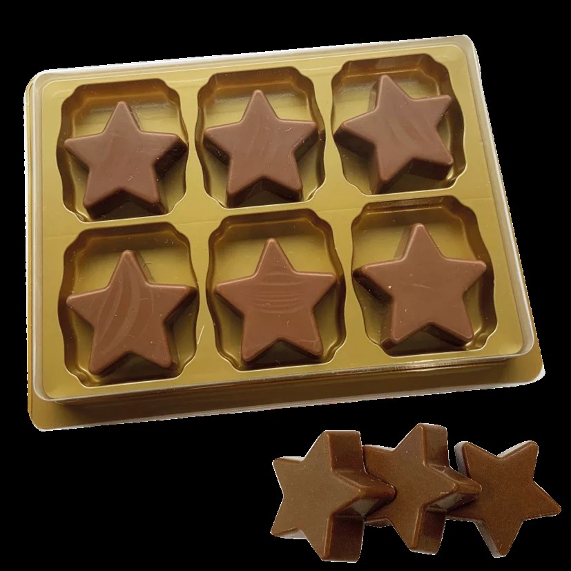 Doosje met 6 chocolade sterretjes
