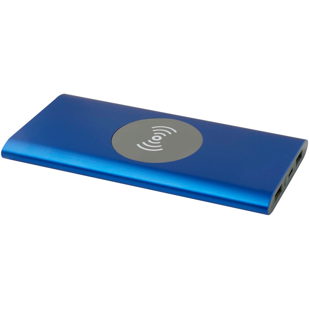 Juice type-C draadloze powerbank van 8000 mAh van gerecycled aluminium - Koningsblauw
