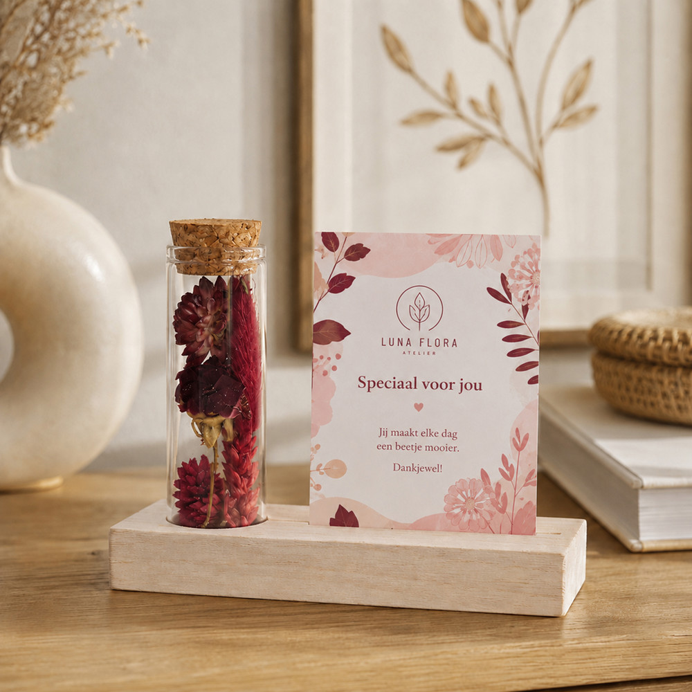 Dried Flowers - Cardholder & tube, Geel