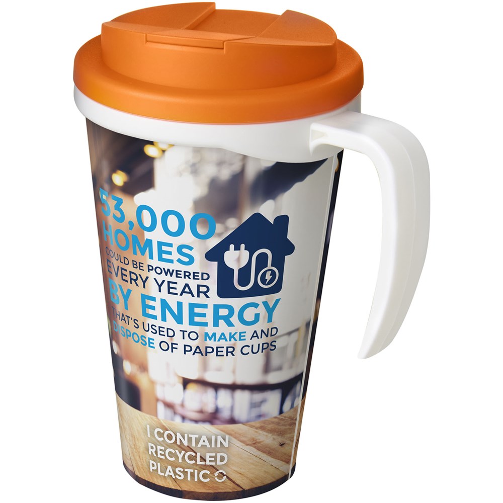 Brite-Americano® Grande 350 ml geïsoleerde beker - Wit, Oranje