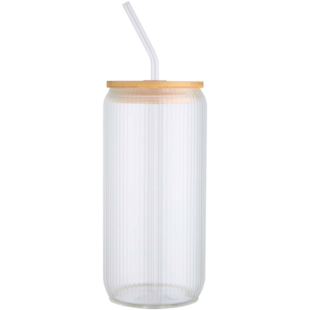 Mirage 500 ml enkelwandige drinkfles van borosilicaatglas met bamboe deksel