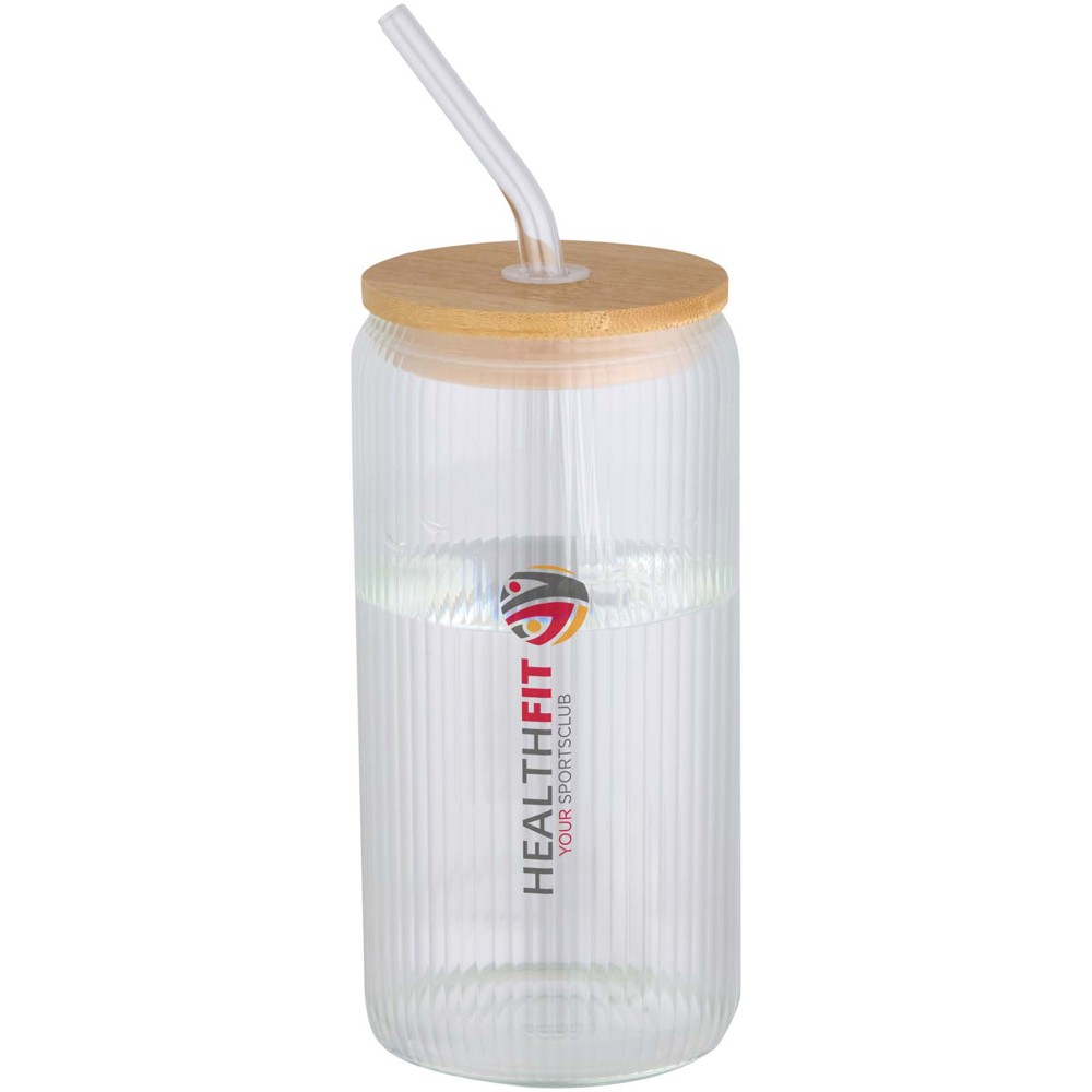 Mirage 500 ml enkelwandige drinkfles van borosilicaatglas met bamboe deksel