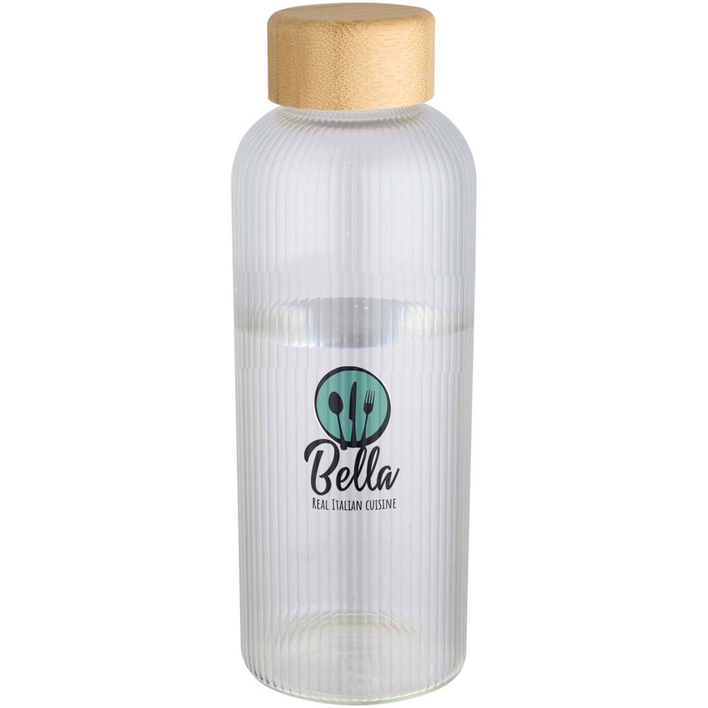 Mirage 650 ml enkelwandige fles van borosilicaatglas met bamboe deksel