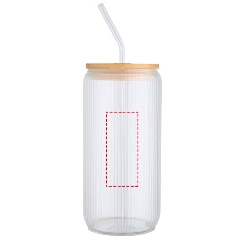Mirage 500 ml enkelwandige drinkfles van borosilicaatglas met bamboe deksel