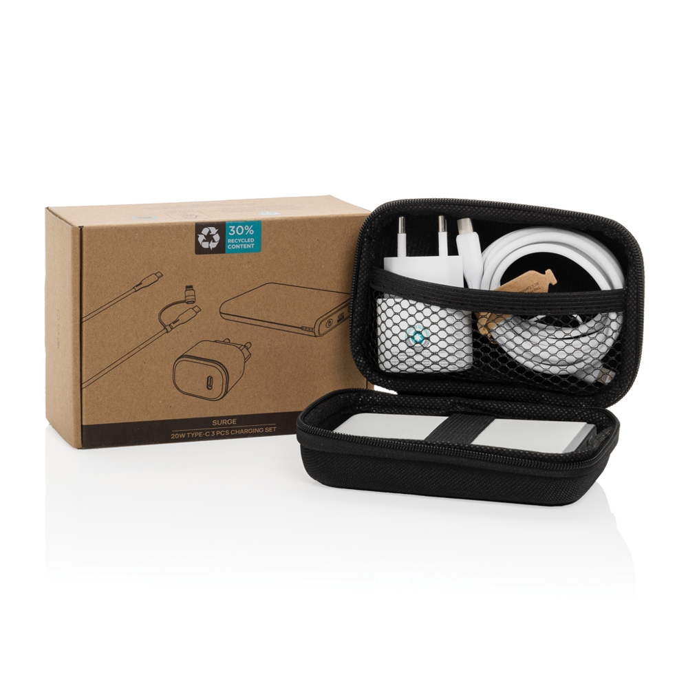 Surge RCS gerecycled PET 20W type C 3-delige oplaadset